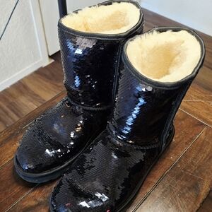 UGG Black Sequin Fur-Lined Boots